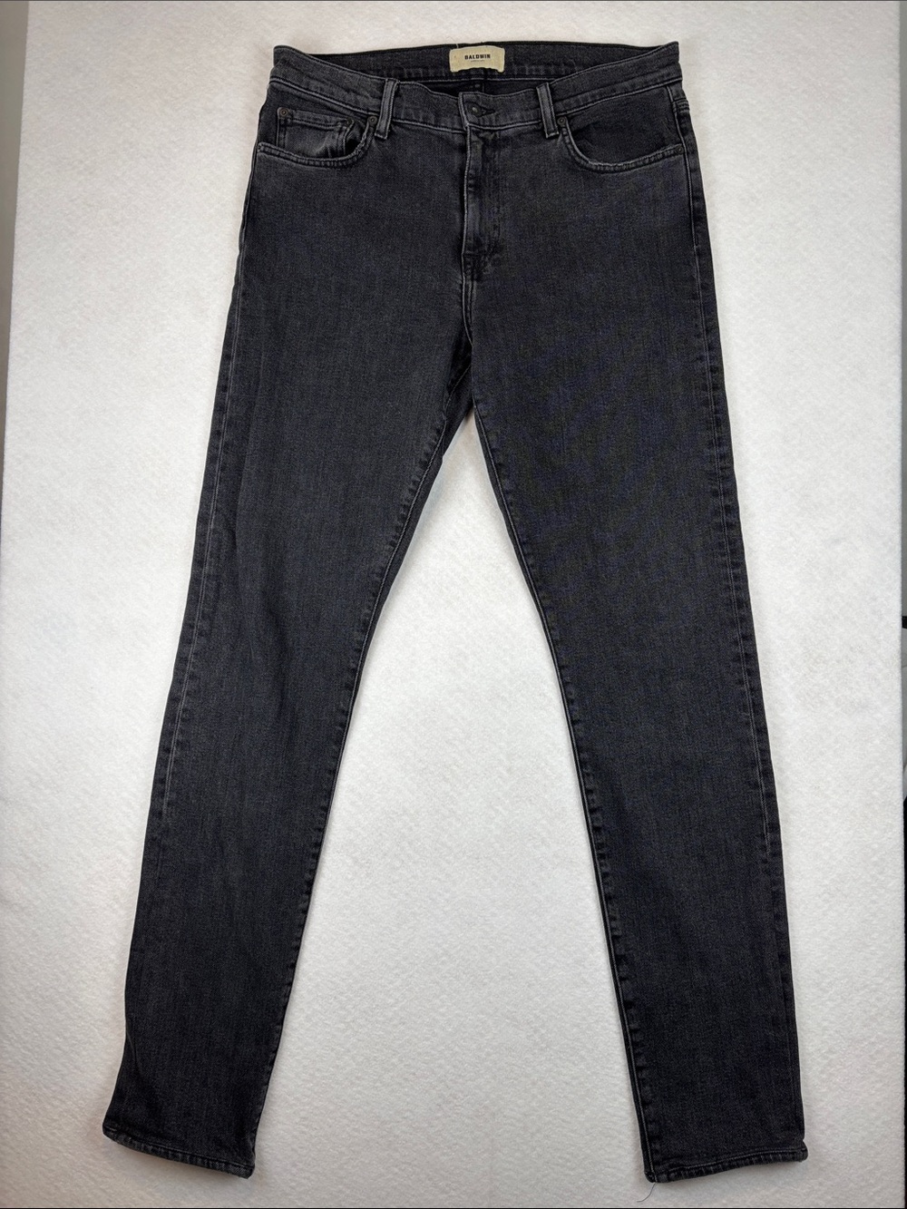 Baldwin Denim 76 Onyx Gray Jeans Mens 33x32 Slim Straight Stretch Made in USA